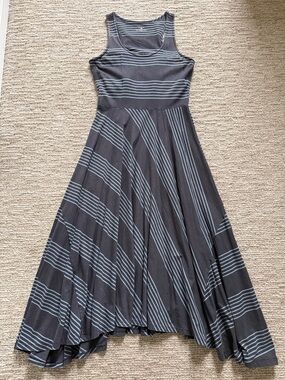 Patagonia Racerback Maxi Dress Gray/Blu Striped Size M